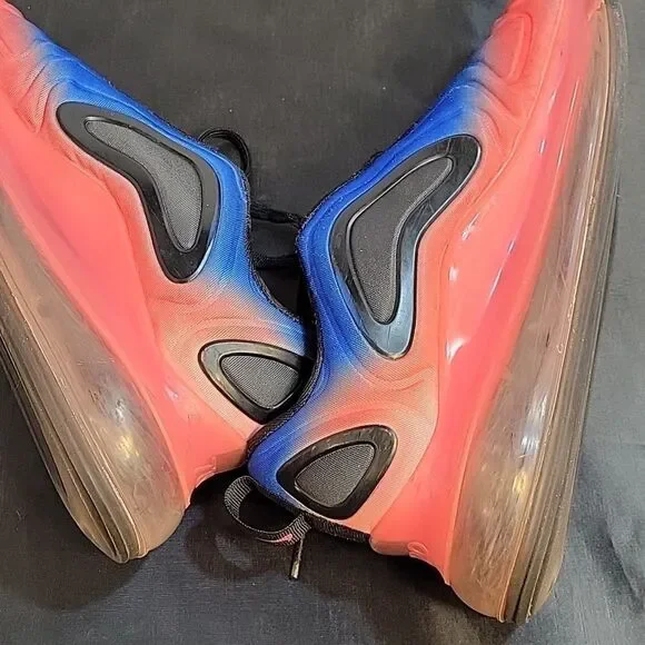 NIKE AIR MAX 720 GS BLACK RACER BLUE LACE-UP CLOSURE SNEAKER G1 - Picture 10 of 15